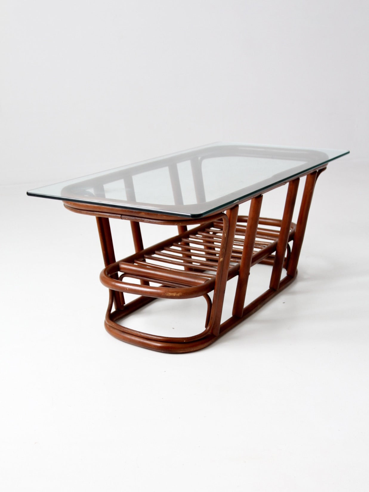 mid-century rattan coffee table