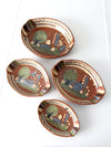 vintage Mexican redware pottery dish set