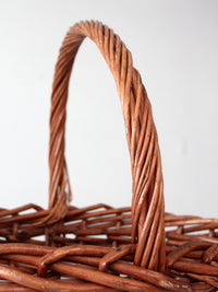 vintage large willow gathering basket with tall handle