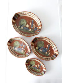 vintage Mexican redware pottery dish set