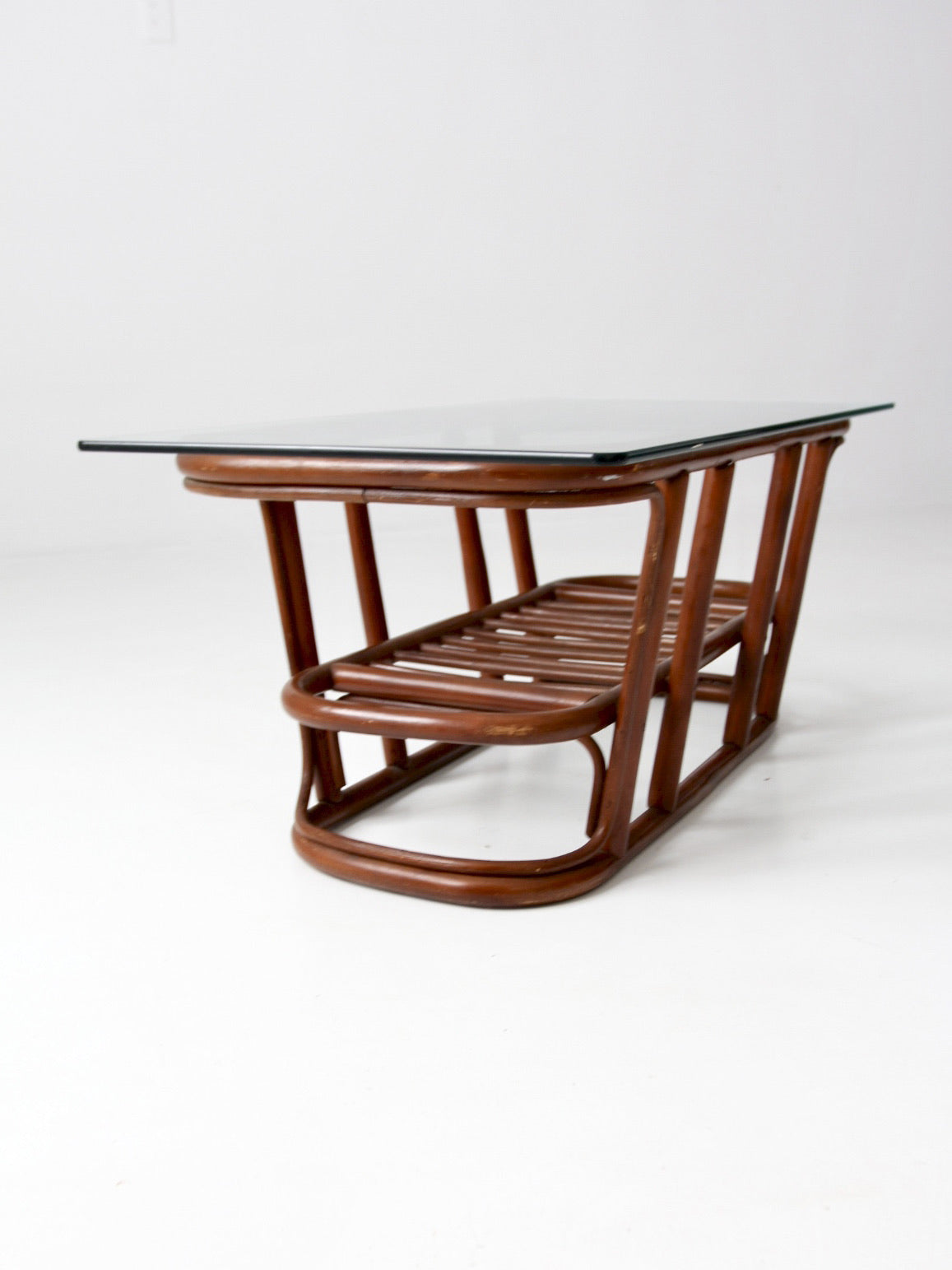 mid-century rattan coffee table