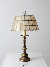 mid-century brass table lamp with Capiz shell shade