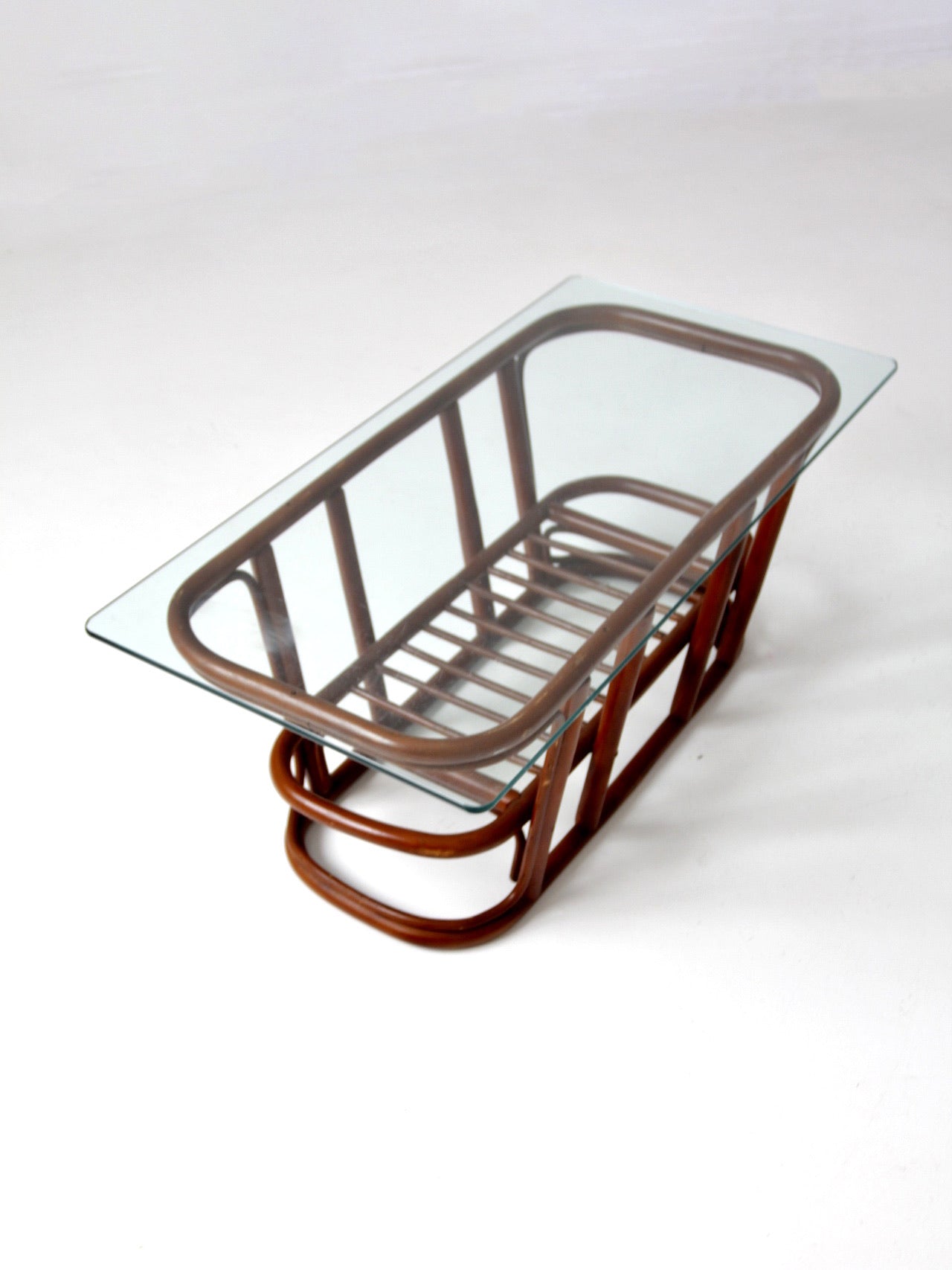 mid-century rattan coffee table