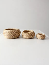vintage set of 3 woven nesting baskets