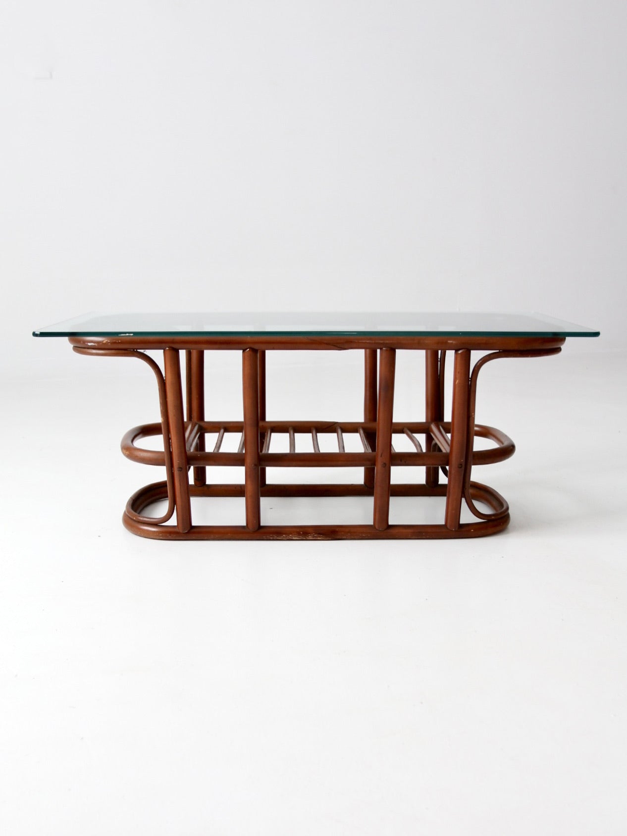 mid-century rattan coffee table