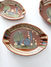 vintage Mexican redware pottery dish set