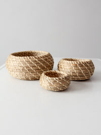 vintage set of 3 woven nesting baskets