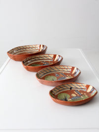 vintage Mexican redware pottery dish set