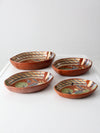 vintage Mexican redware pottery dish set