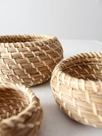 vintage set of 3 woven nesting baskets