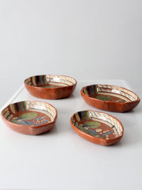 vintage Mexican redware pottery dish set