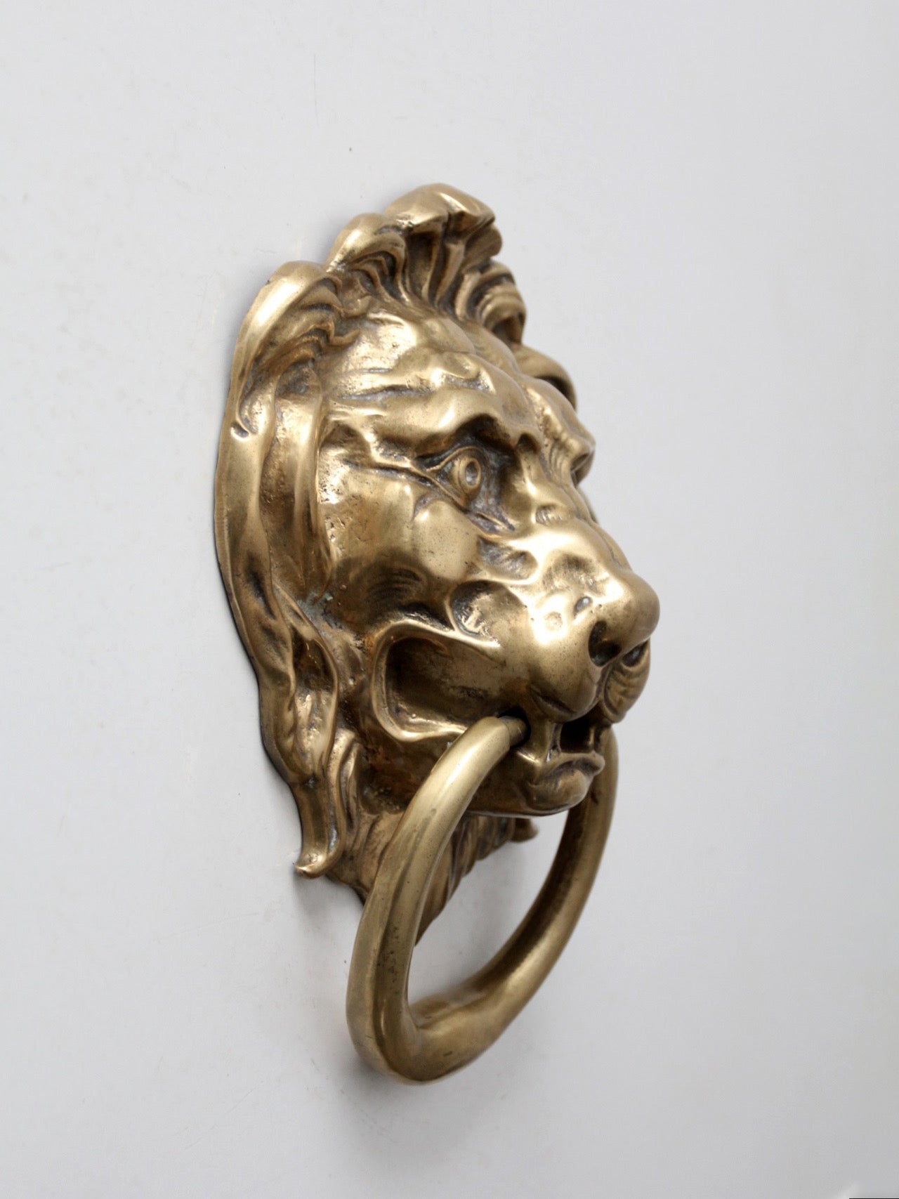 antique brass lion head door knocker