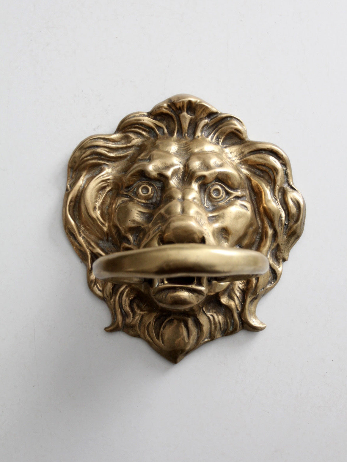 antique brass lion head door knocker