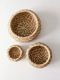 vintage set of 3 woven nesting baskets