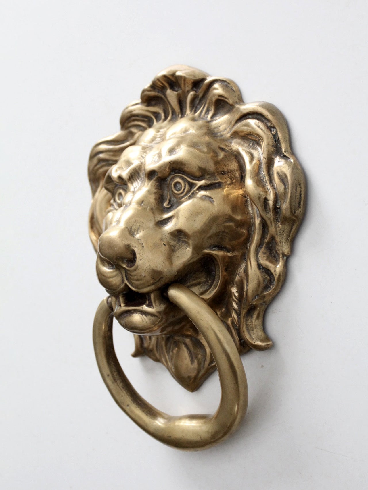 antique brass lion head door knocker