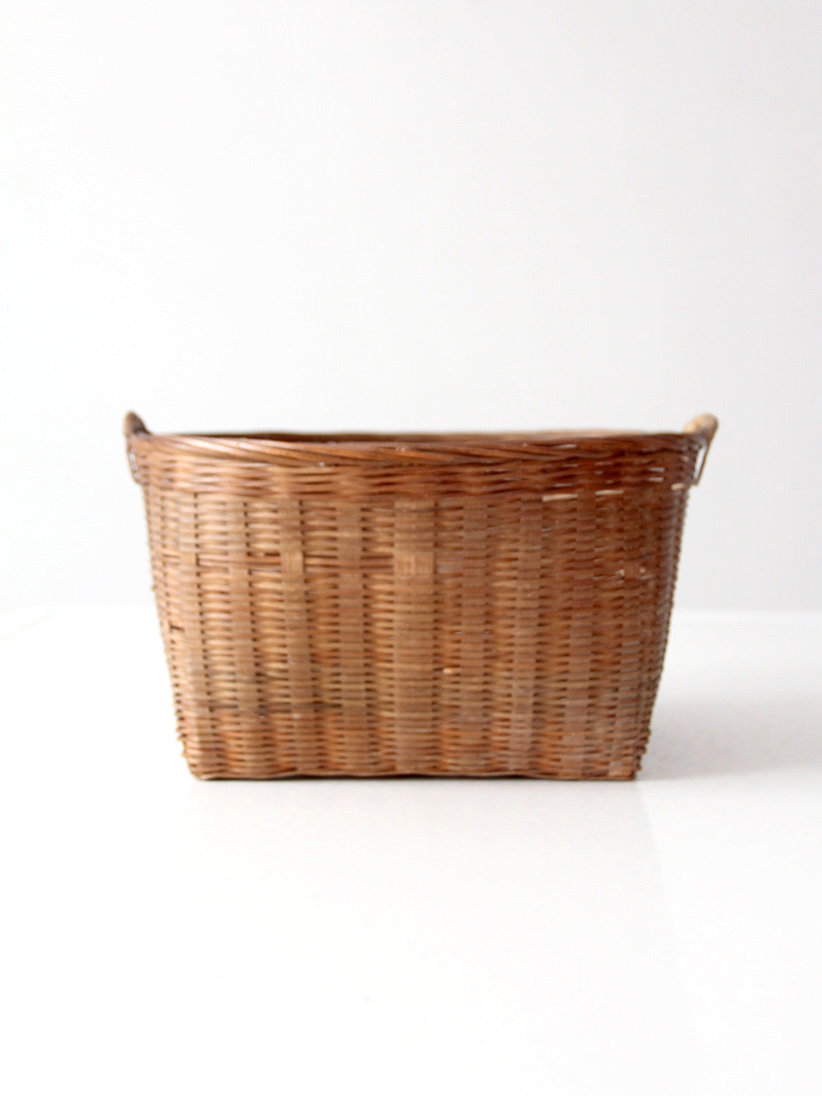vintage woven rattan basket with handles