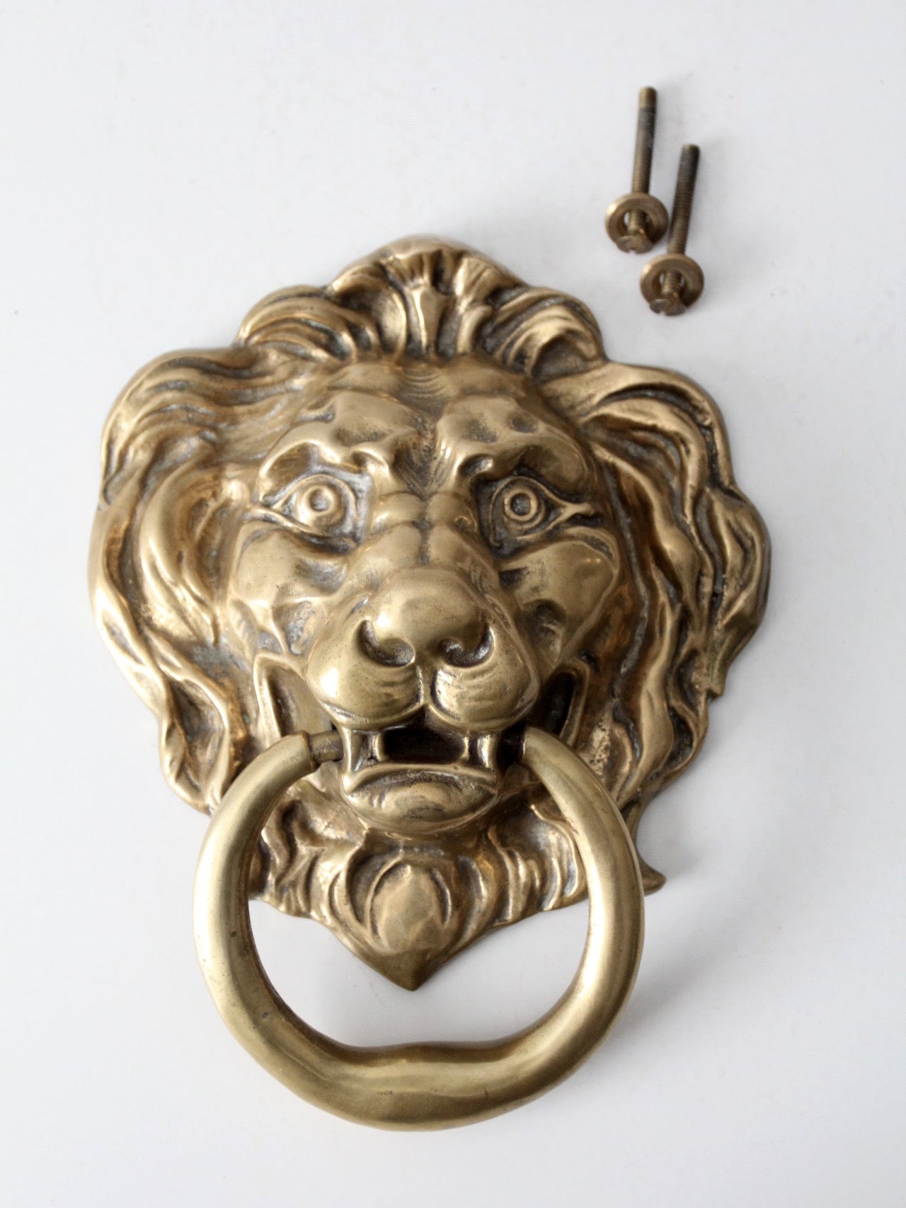 antique brass lion head door knocker