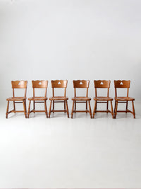 mid century rustic wood dining chairs set of 6