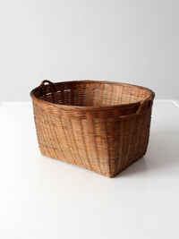 vintage woven rattan basket with handles