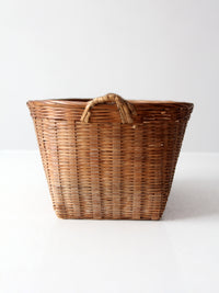 vintage woven rattan basket with handles