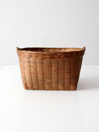 vintage woven rattan basket with handles