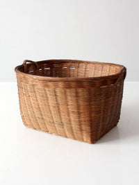 vintage woven rattan basket with handles