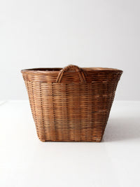vintage woven rattan basket with handles