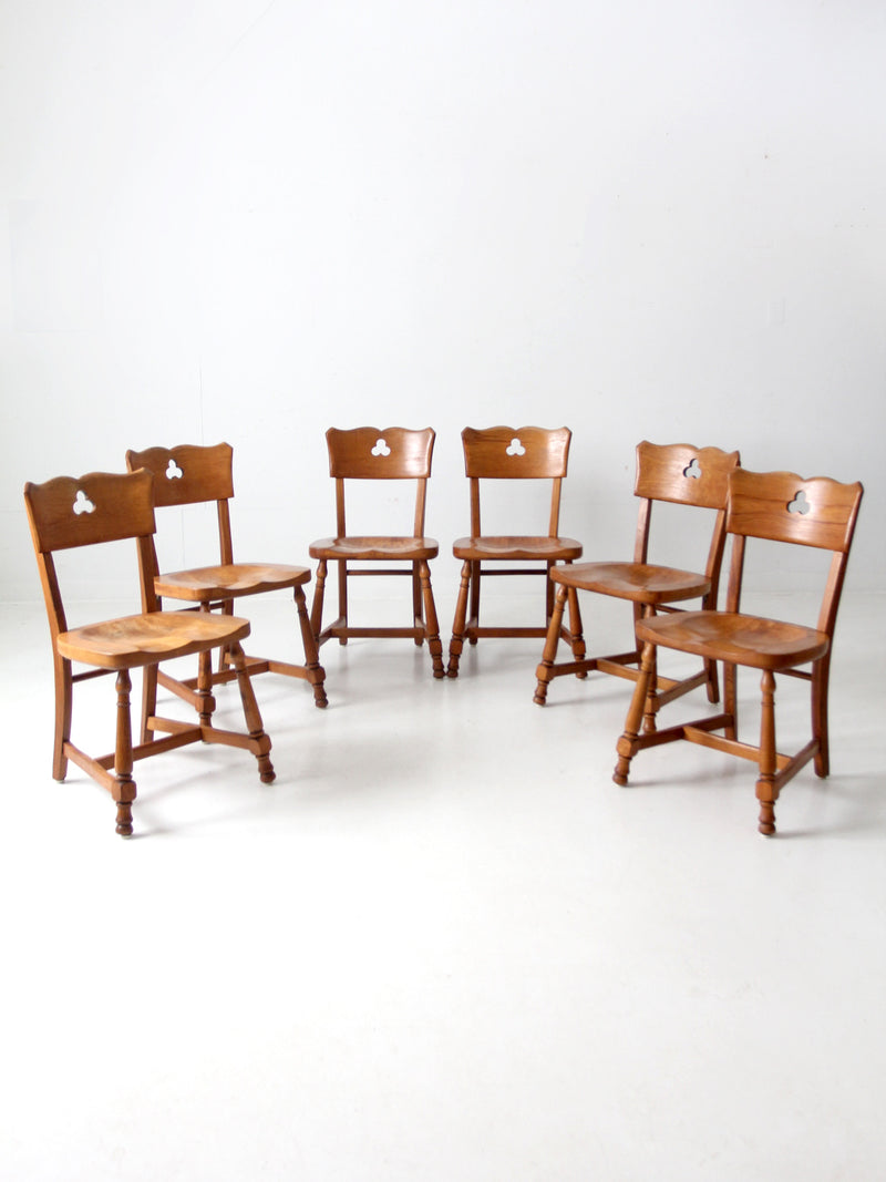 mid century rustic wood dining chairs set of 6