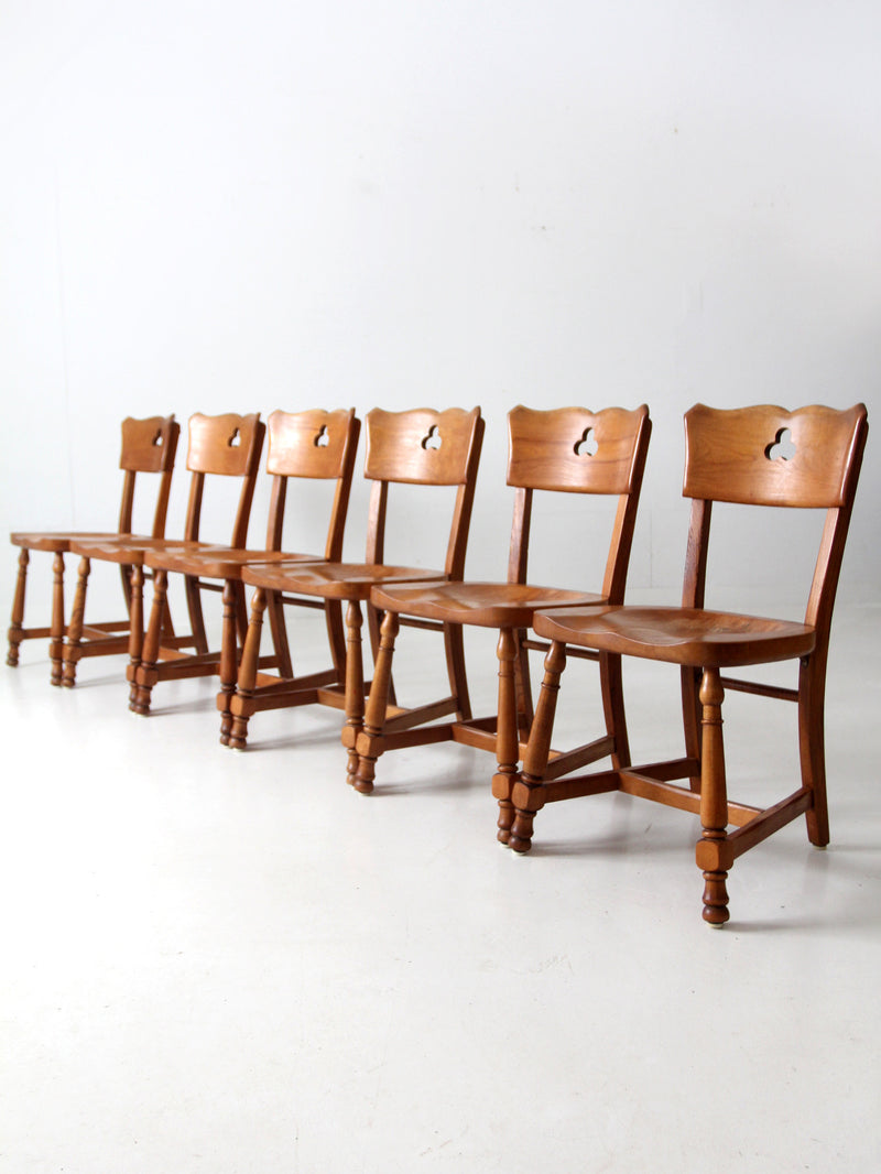 mid century rustic wood dining chairs set of 6