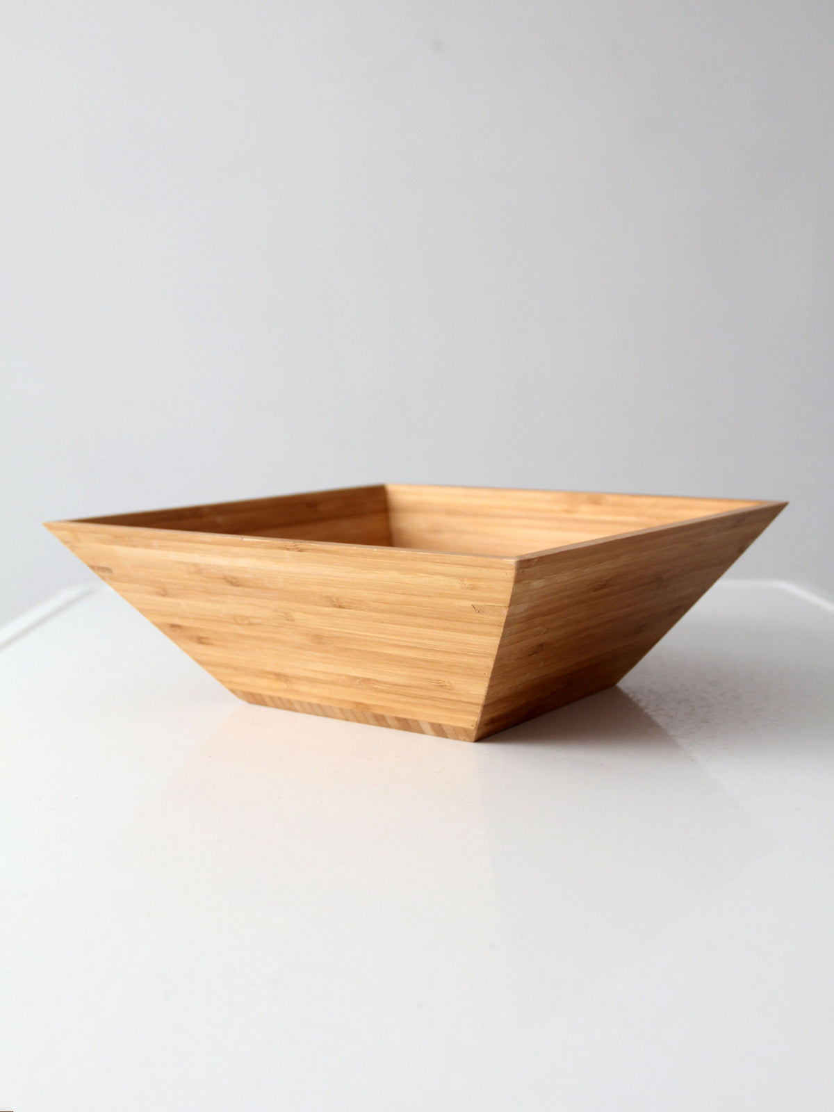 vintage bamboo salad serving bowl with hand-shaped servers