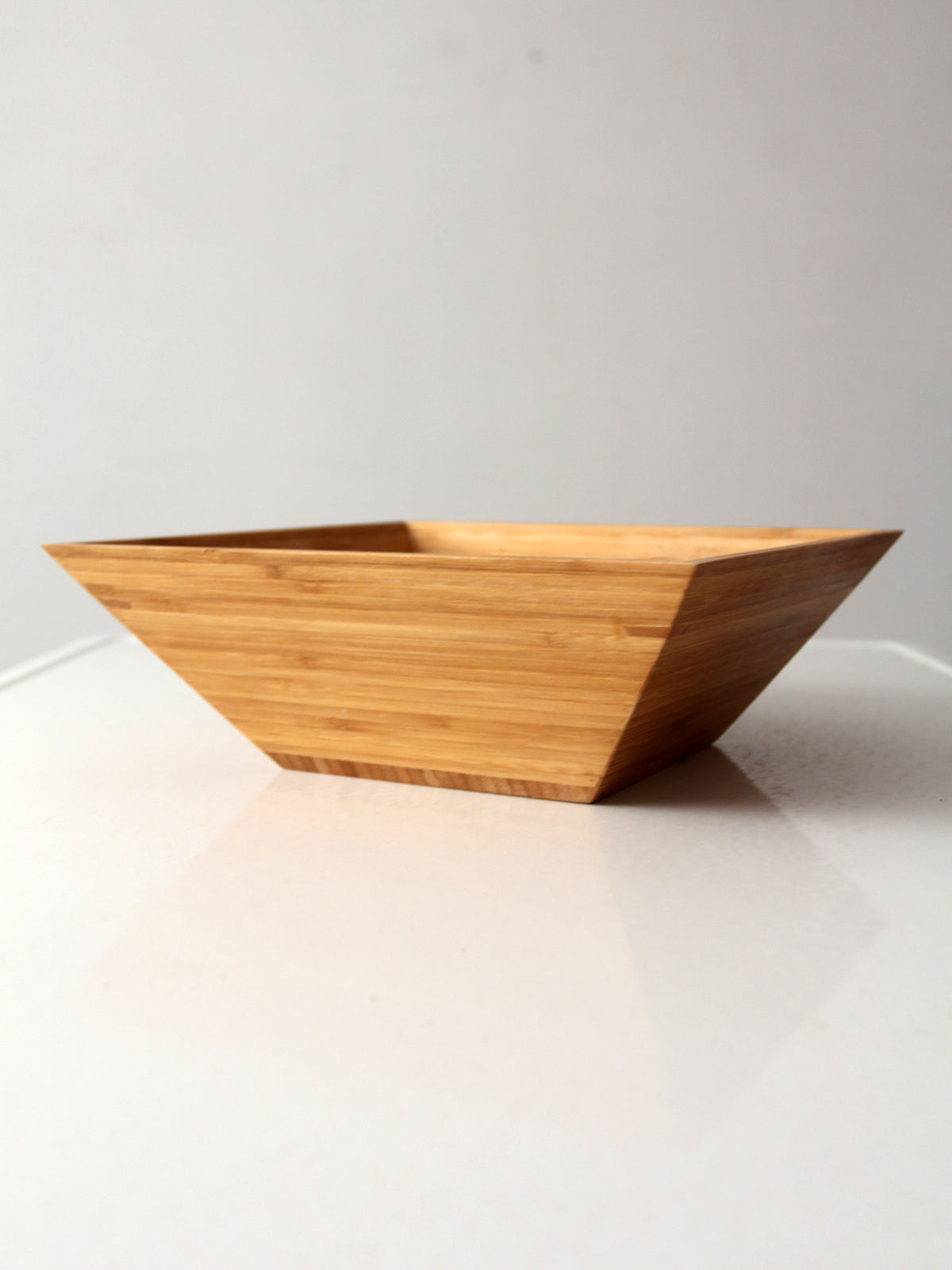 vintage bamboo salad serving bowl with hand-shaped servers