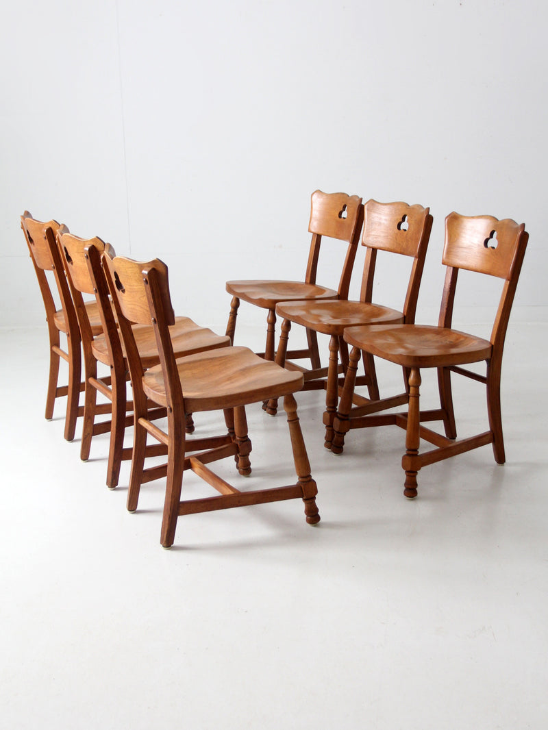 mid century rustic wood dining chairs set of 6