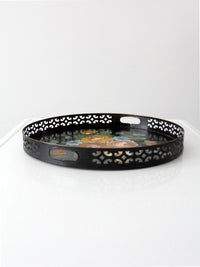 vintage hand painted floral tole tray