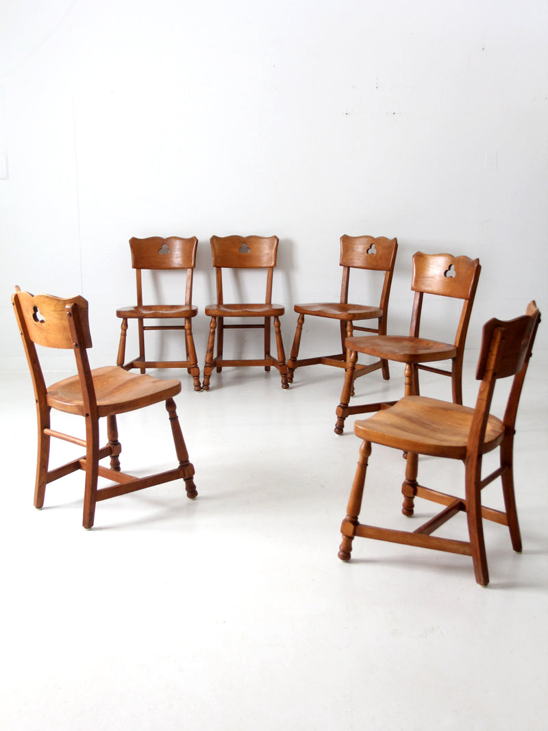 mid century rustic wood dining chairs set of 6