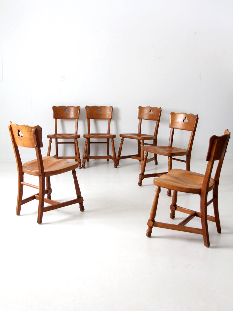 mid century rustic wood dining chairs set of 6