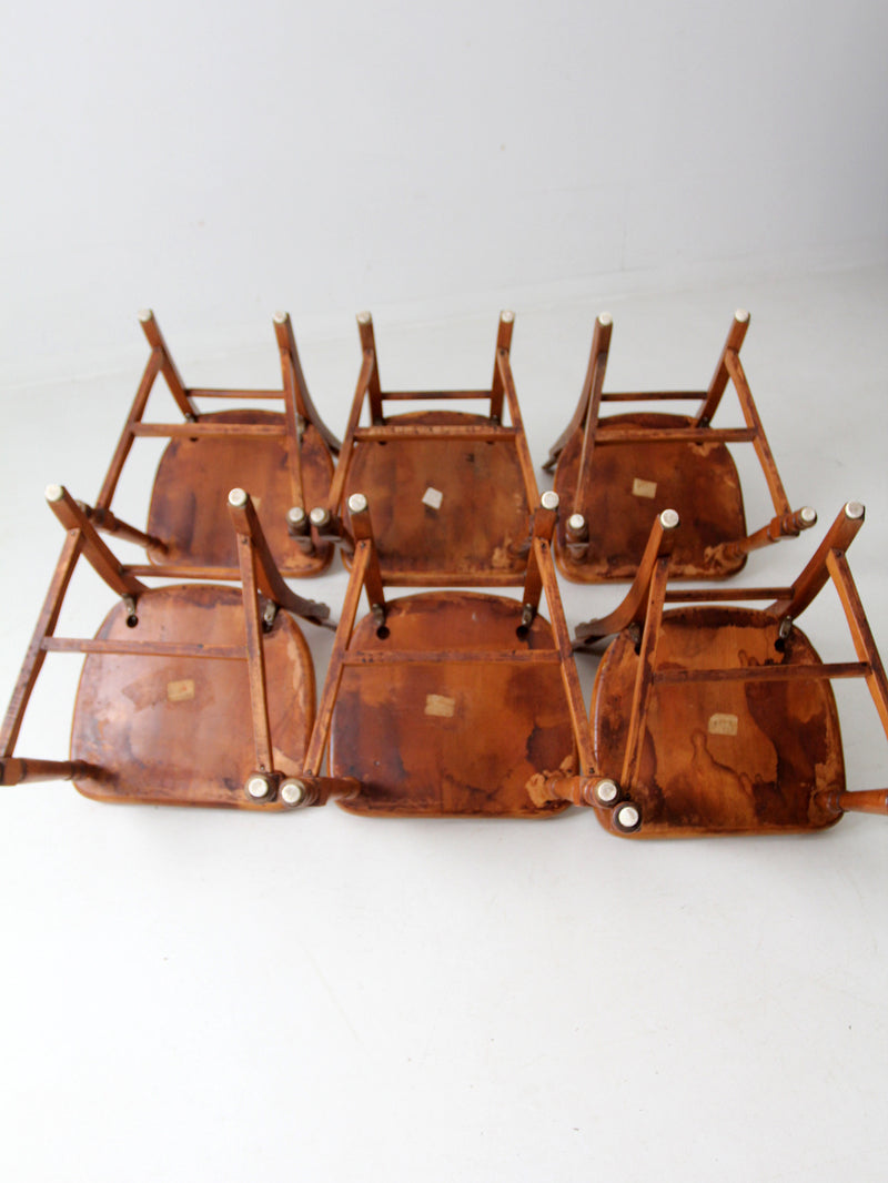 mid century rustic wood dining chairs set of 6