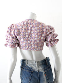 vintage 90s floral tie front crop top