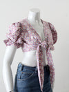 vintage 90s floral tie front crop top