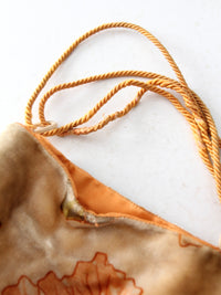 antique floral drawstring purse with tassels