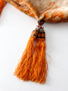 antique floral drawstring purse with tassels