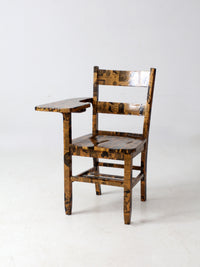 early 20th century school desk chair with decoupage finish