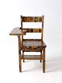early 20th century school desk chair with decoupage finish