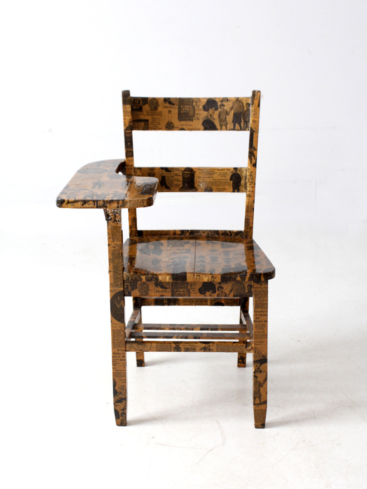 early 20th century school desk chair with decoupage finish