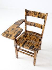 early 20th century school desk chair with decoupage finish