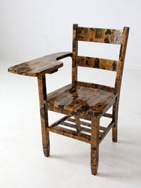 early 20th century school desk chair with decoupage finish