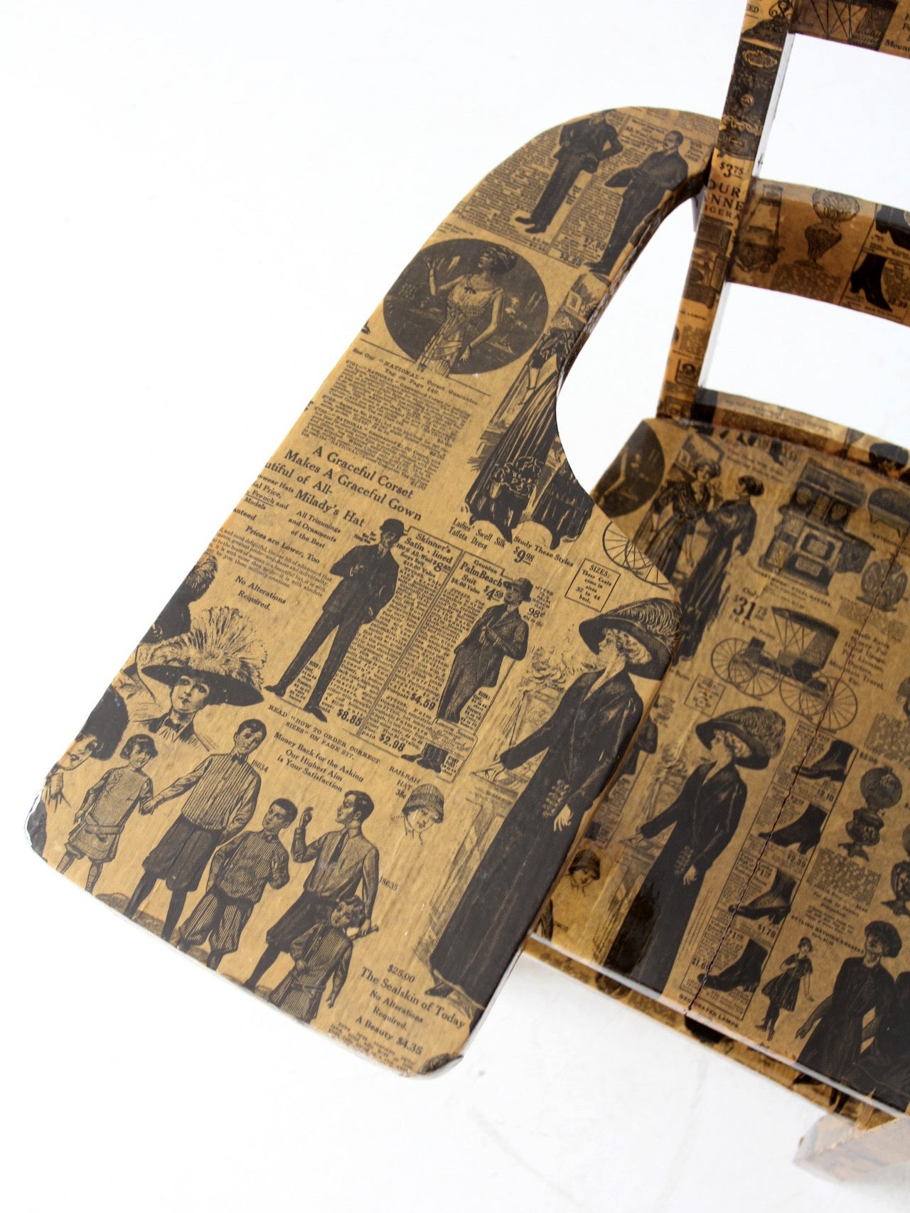 early 20th century school desk chair with decoupage finish