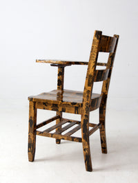 early 20th century school desk chair with decoupage finish