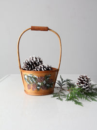 vintage hand-painted balsa wood basket