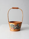 vintage hand-painted balsa wood basket