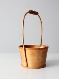 vintage hand-painted balsa wood basket